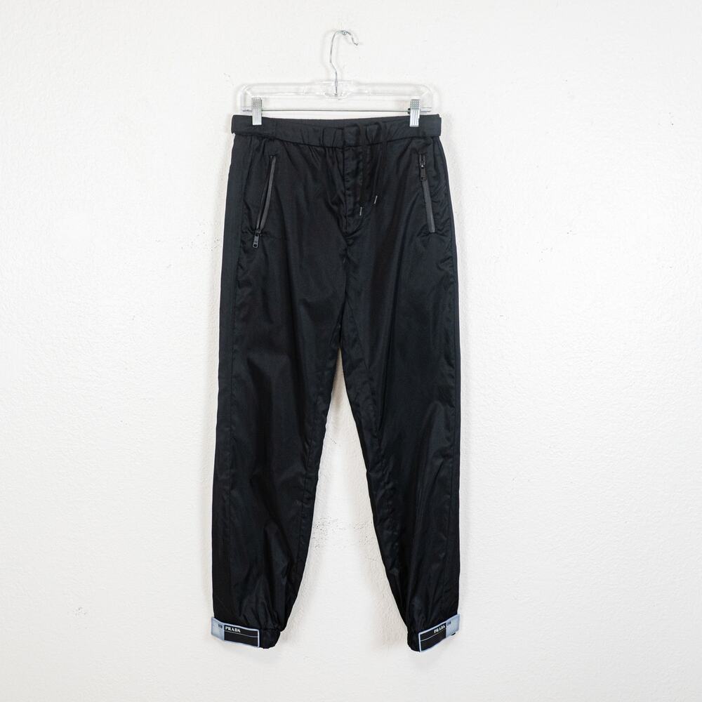 PRADA 018 Nylon Garbardine Track Pants in Black size Small
